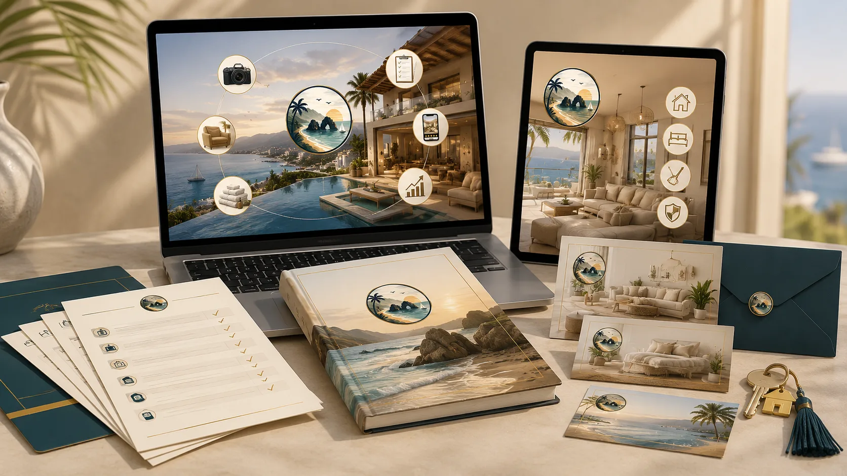 Mockup del kit completo de arranque vacacional