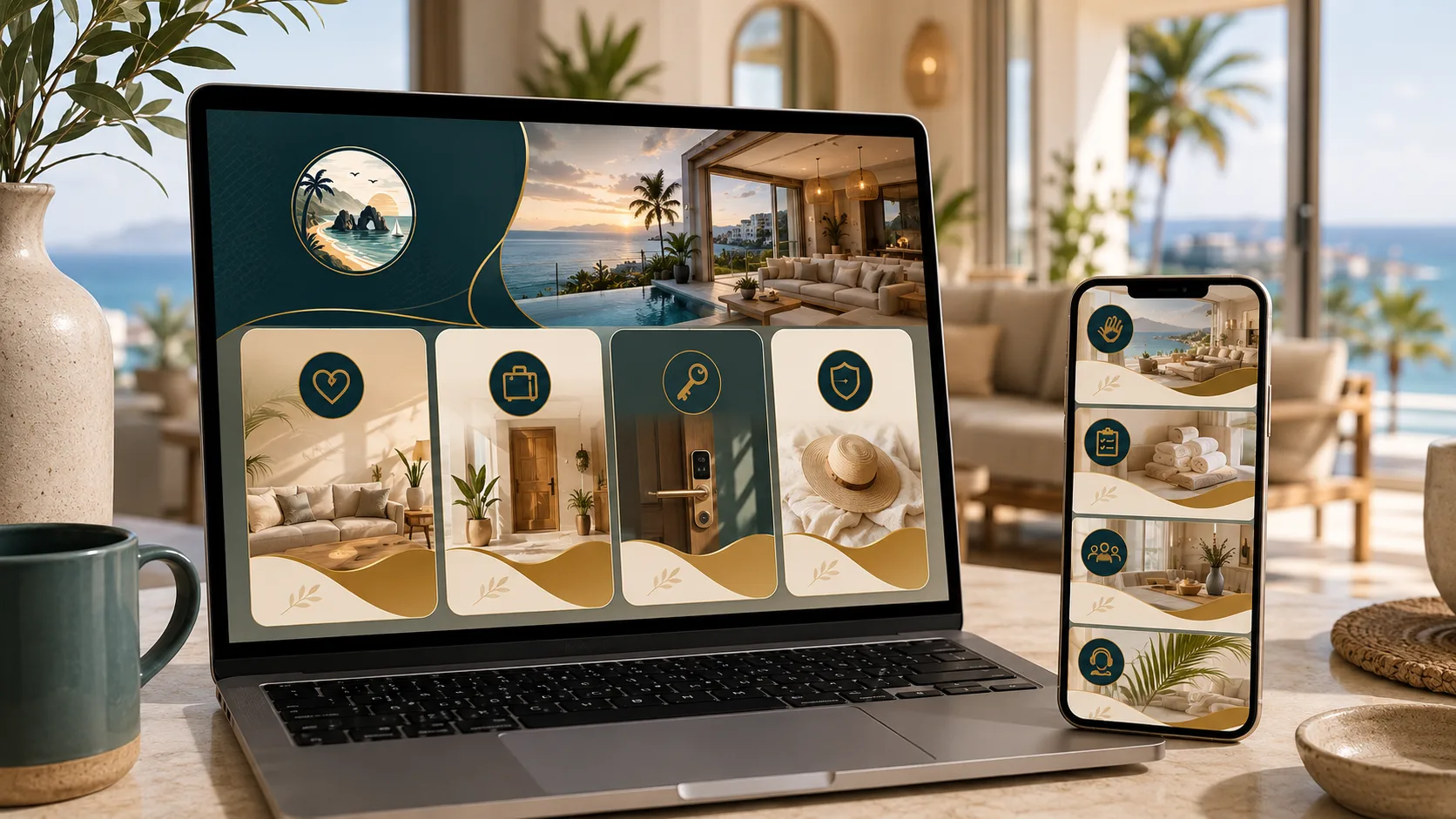 Mockup de plantillas de mensajes para huespedes